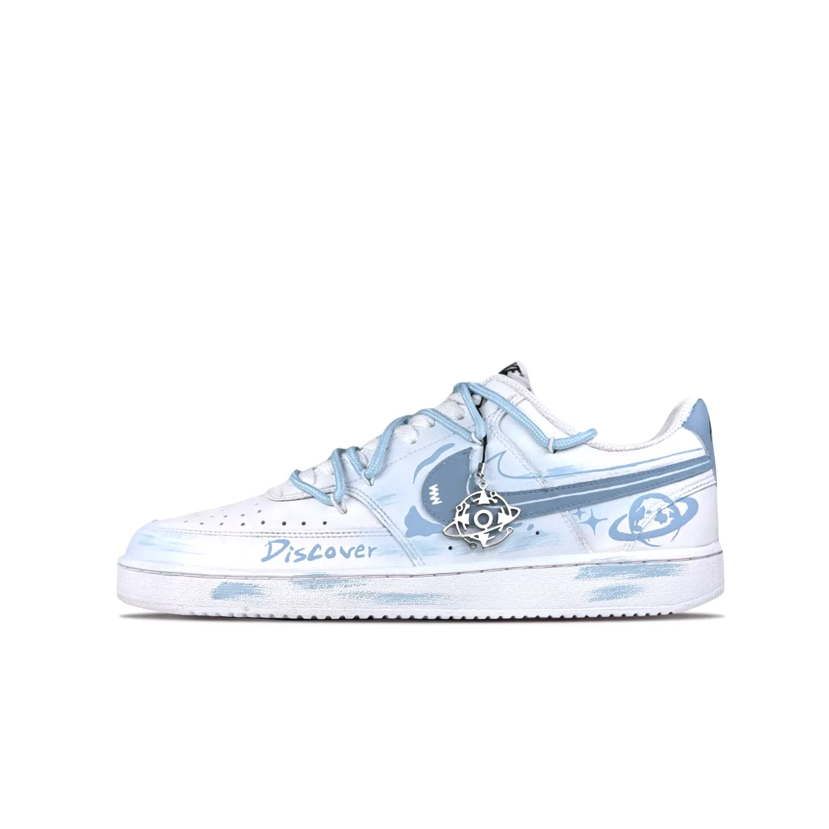 Nike Court Vision 1 Low top Skateboard Shoes Unisex White Blue