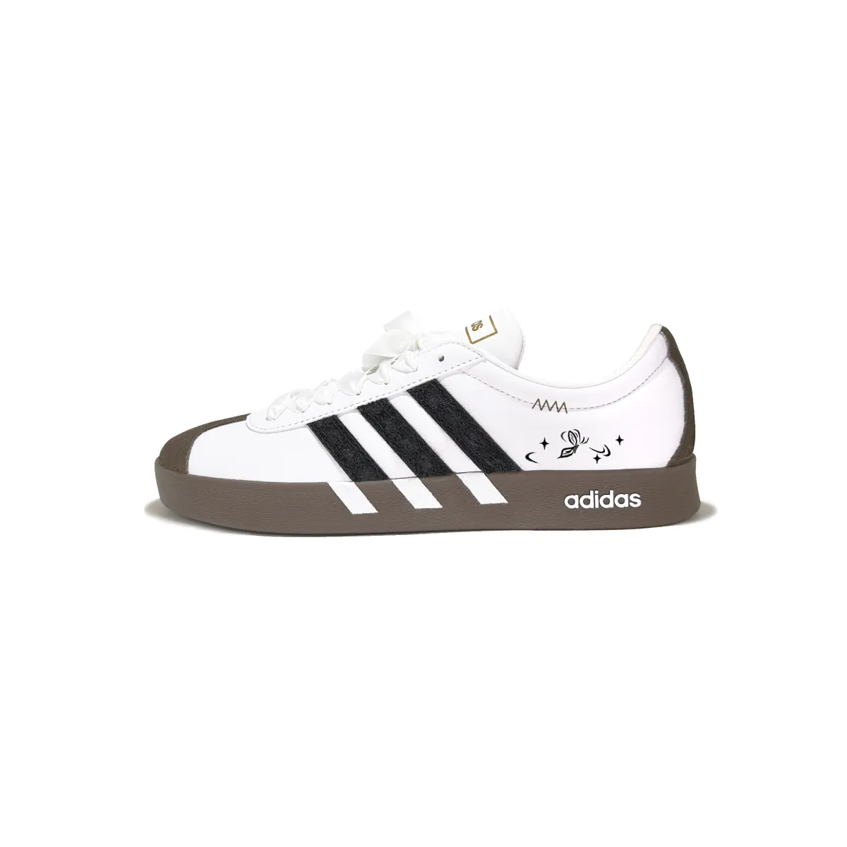 Adidas VL COURT 2.0 Sunrise Dance Abrasion Resistant Low top Skateboard Shoes Unisex Black White