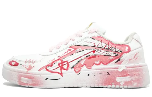 Li Ning Slip Resistant, Abrasion Resistant, Lightweight Low top Skateboard Shoes Men's White Pink