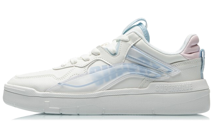 Li Ning Wave Superwave Lo Slip Resistant Breathable Lightweight Abrasion Resistant Skateboard Shoes Women's White Blue