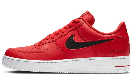 Nike Air Force 1 Low Cut Out Swoosh Red Black