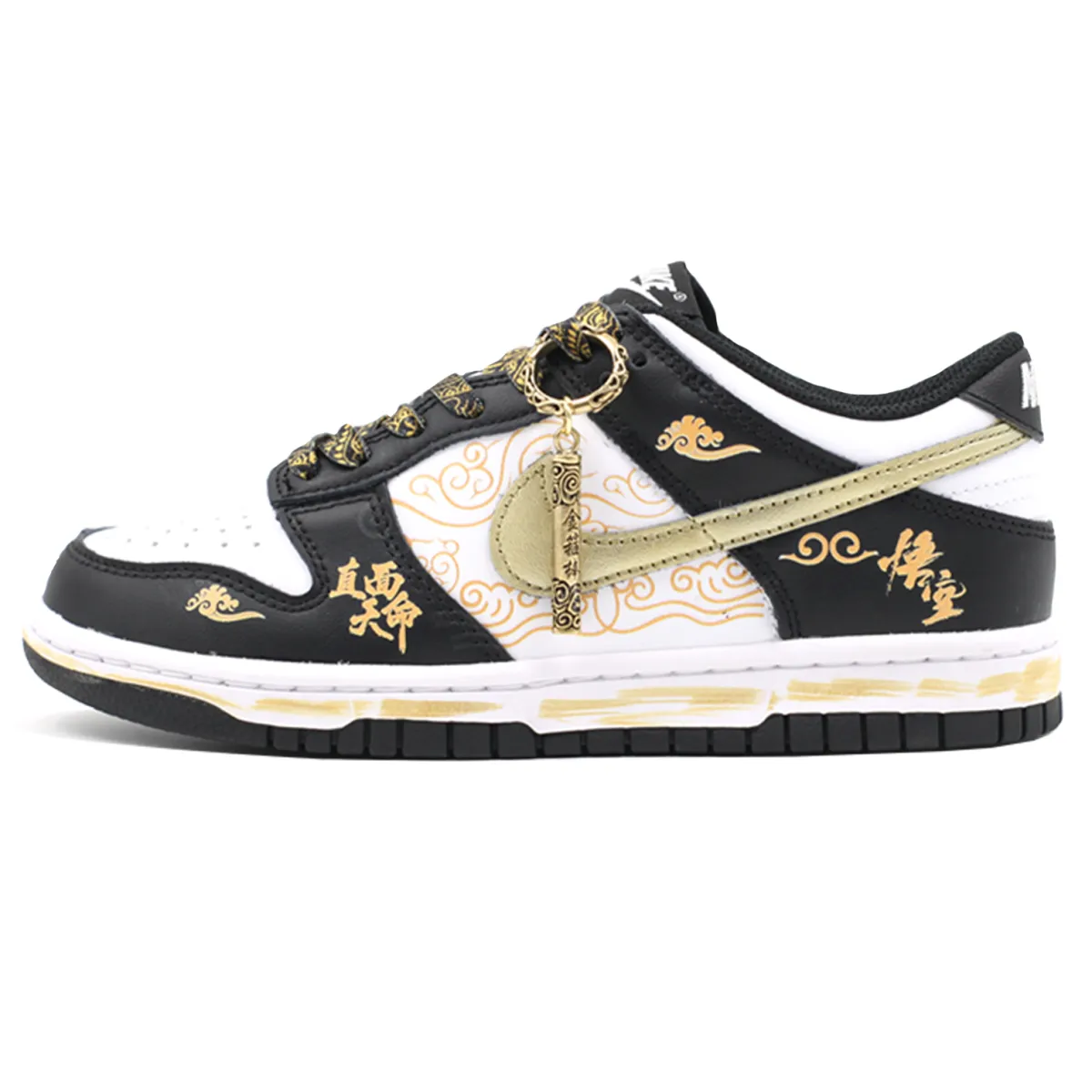 Nike Dunk Low top Skateboard Shoes Unisex Black Gold