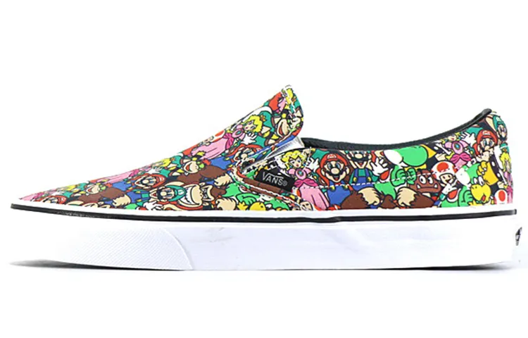 Vans x NINTENDO SWITCH CLASSIC SLIP on Canvas Abrasion Resistant Low top Skateboard Shoes Unisex White Multicolor