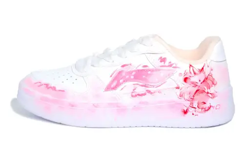 Li Ning Floating Boat Slip Resistant Cushioning Low top Skateboard Shoes Women's White Pink