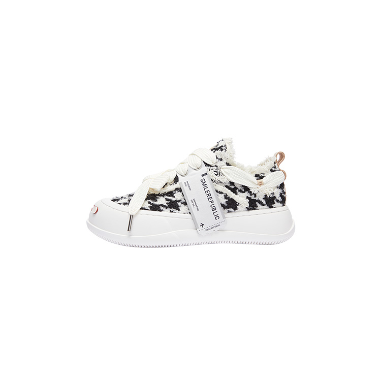 SMILEREPUBLIC Cheese Cat 2.0 Fabric Houndstooth Slip Resistant, Abrasion Resistant, Height Increasing Low top