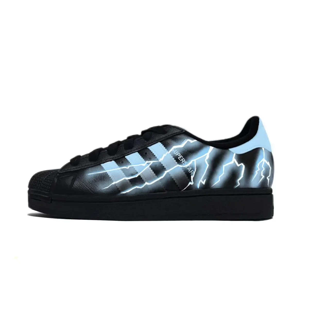 Adidas Originals Superstar 2 Lightning Aurora Abrasion Resistant Lightweight Low top Skateboard Shoes Unisex Black Blue