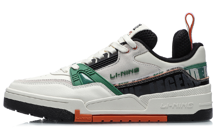 LiNing Li Ning 001 BTC comfortable and versatile, non-slip, wear-resistant, balanced and lightweight, low-top sneakers, men's white, black and green