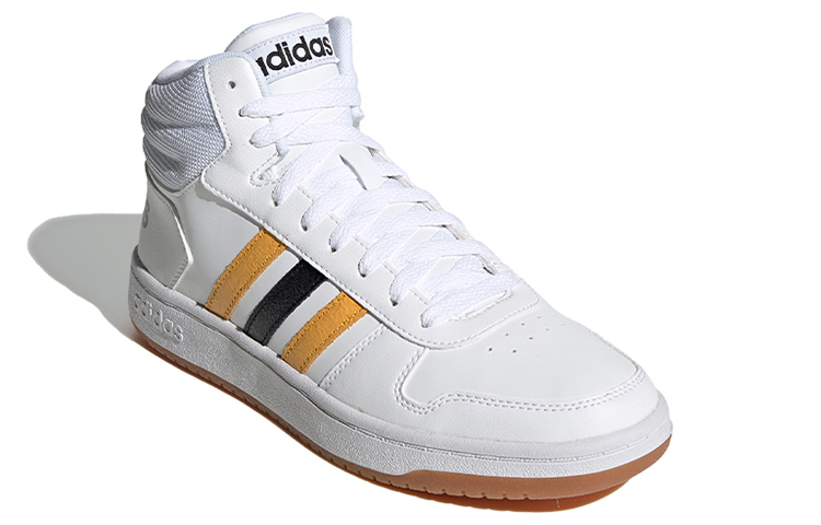 Мужские кеды adidas neo Hoops 2.0 Mid (бело-желто-черные) — Белый / жёлтый / чёрный — фото 3