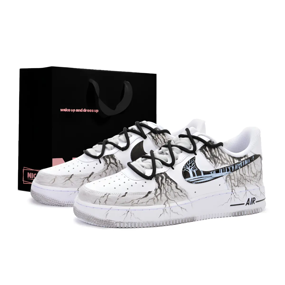 Nike Air Force 1 Cushioning Abrasion Resistant Cushioning, Wear Resistant Low top Skateboard Shoes Unisex Black White