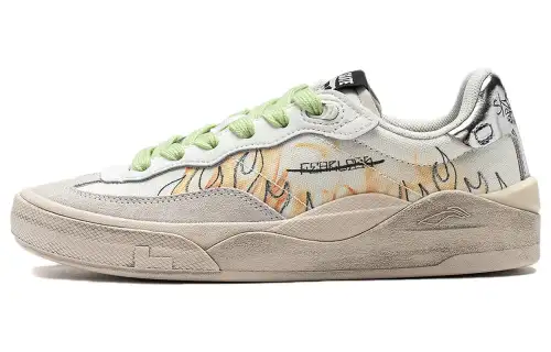 Li Ning Skategeneral Slip Resistant Abrasion Resistant Low top Skateboard Shoes Women's Champagne White