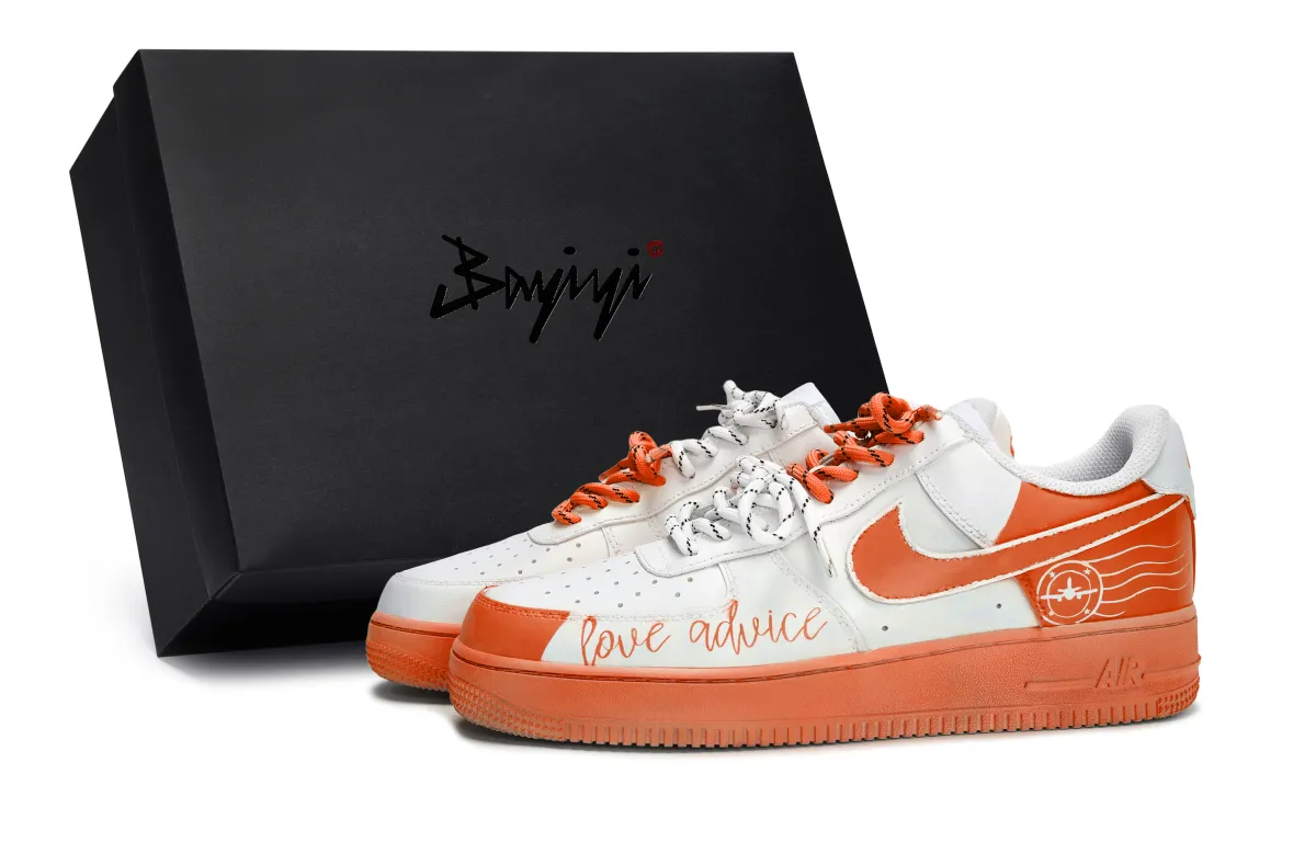 Nike Air Force 1 811 Manufacturing, White Orange, Love's Advice, Special Shoe Box Slip Resistant Abrasion Resistant