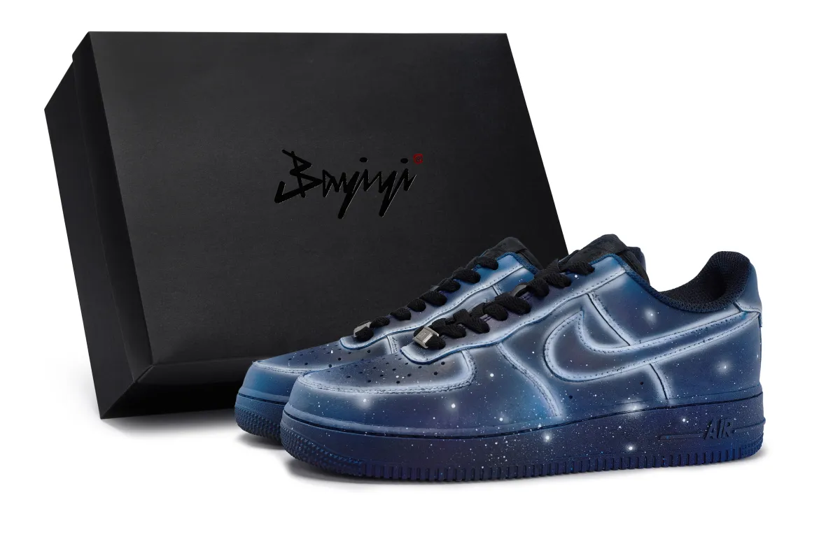 Nike Air Force 1 Quick Dry Impact Resistance Low top Skateboard Shoes Unisex Black Blue