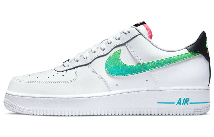 Мужские кроссовки Nike Air Force 1 Neon (белый / зеленый / черный / розовый) — Белый / зелёный / чёрный / розовый — фото 1