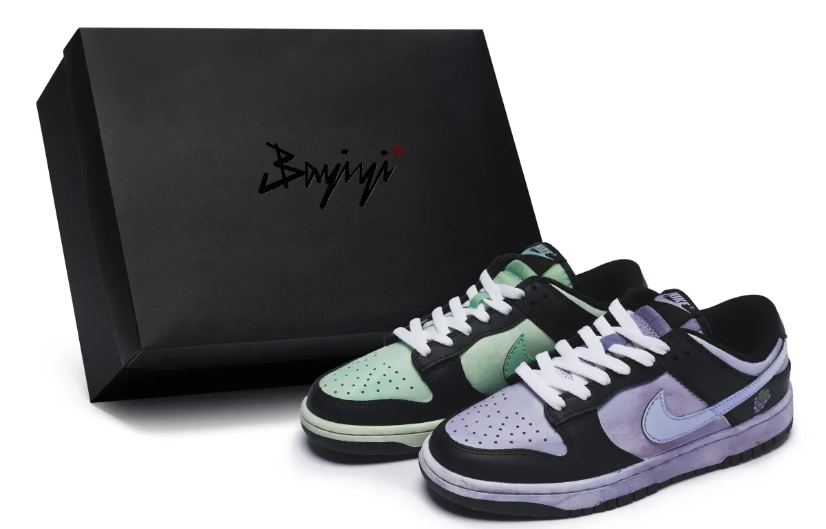 Nike Dunk 811 Manufacturing, Grape Green Grape Wine, Special Shoe Box Low top Skateboard Shoes Unisex Green Purple