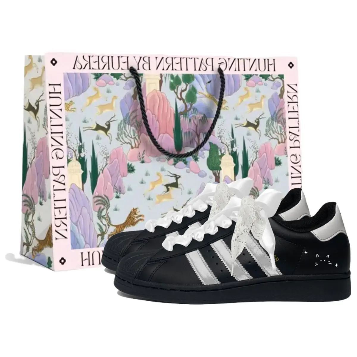 Adidas Originals SUPERSTAR Moonlit Years Slip Resistant Abrasion Resistant Low top Skateboard Shoes Unisex Silver Black