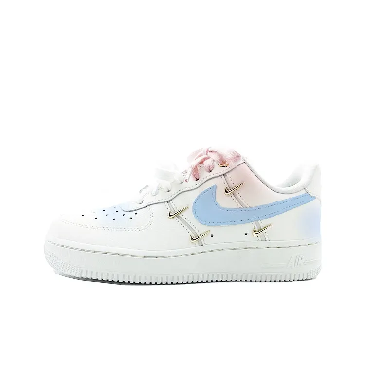 Nike Air Force 1 Blue Qixi Ancient Charm Abrasion Resistant Low top Skateboard Shoes Women's White Blue