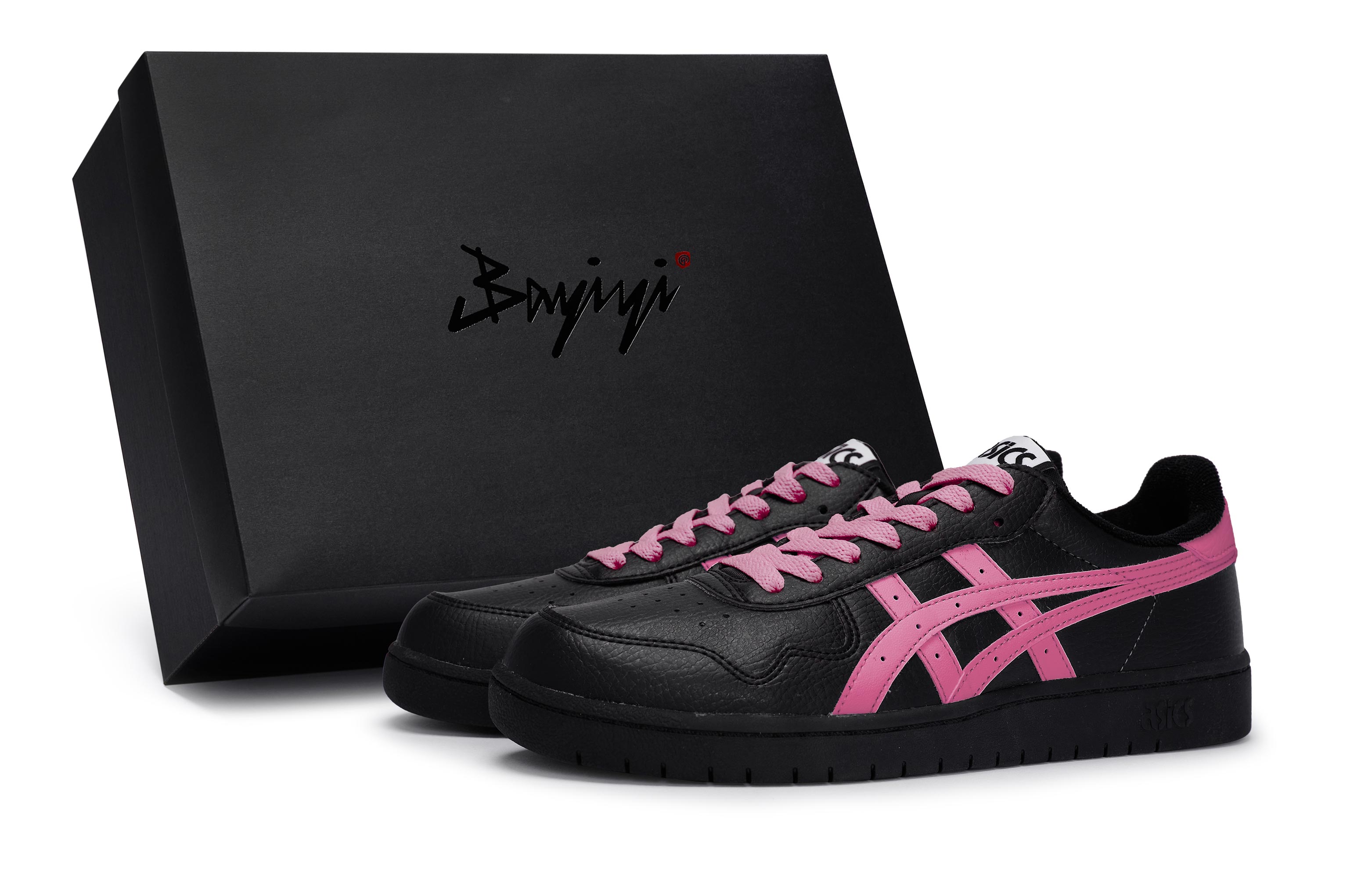 Asics JAPAN S Slip Resistant Slip Resistant Low top Skateboard Shoes Unisex Black Rose Red