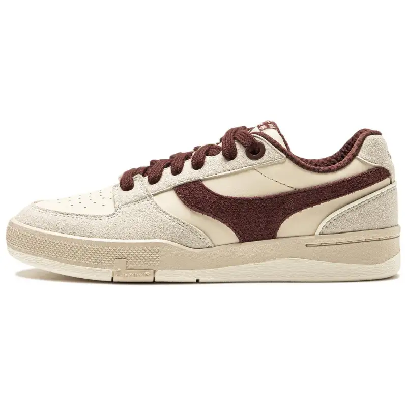 Li Ning Slip Resistant Abrasion Resistant Low top Skateboard Shoes Women's Beige Red