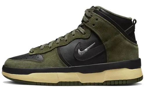 Nike Dunk High Up Medium Olive Black Velvet Brown Wolf Grey Women's
