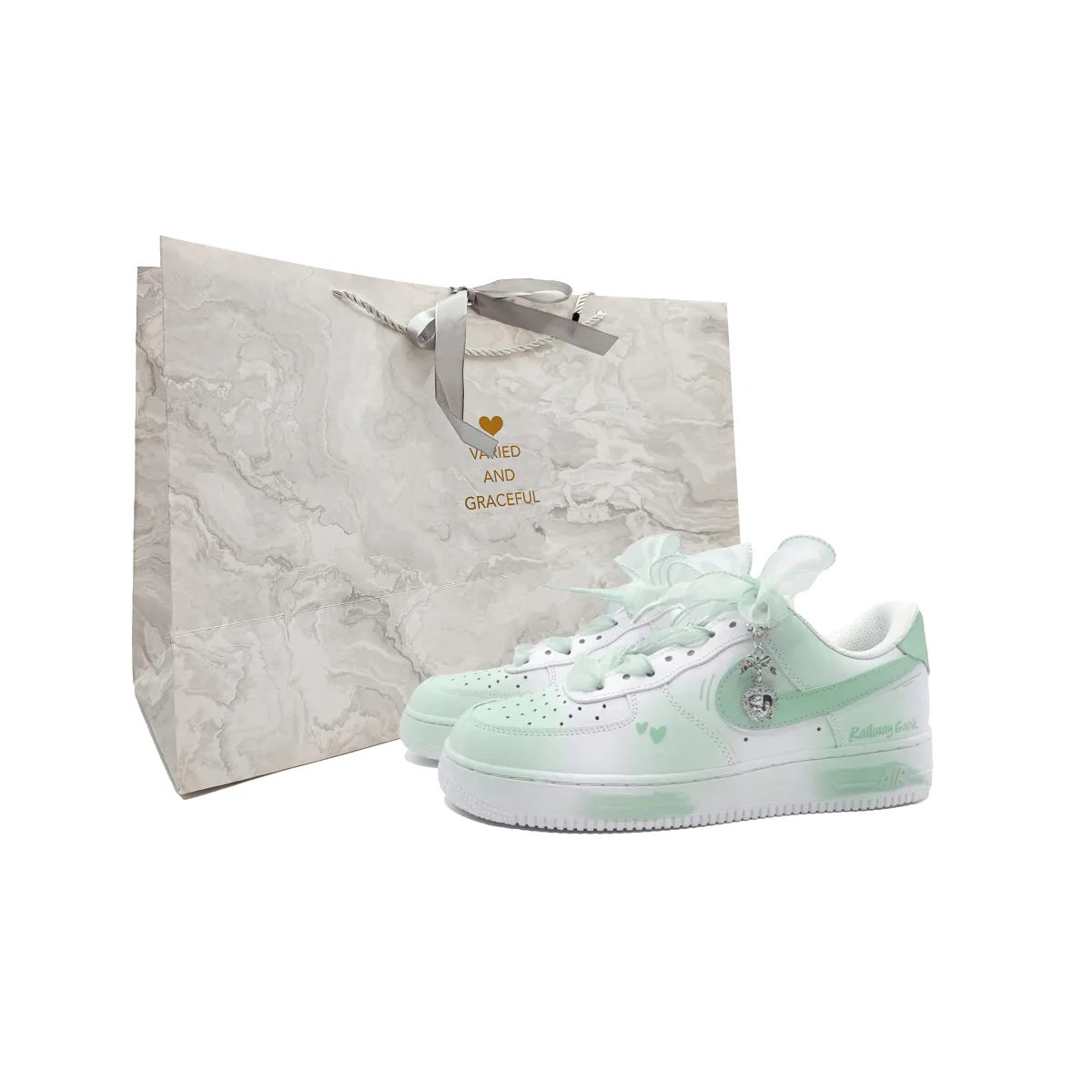 Nike Air Force 1 Slip Resistant Abrasion Resistant Low top Skateboard Shoes Unisex Cyan