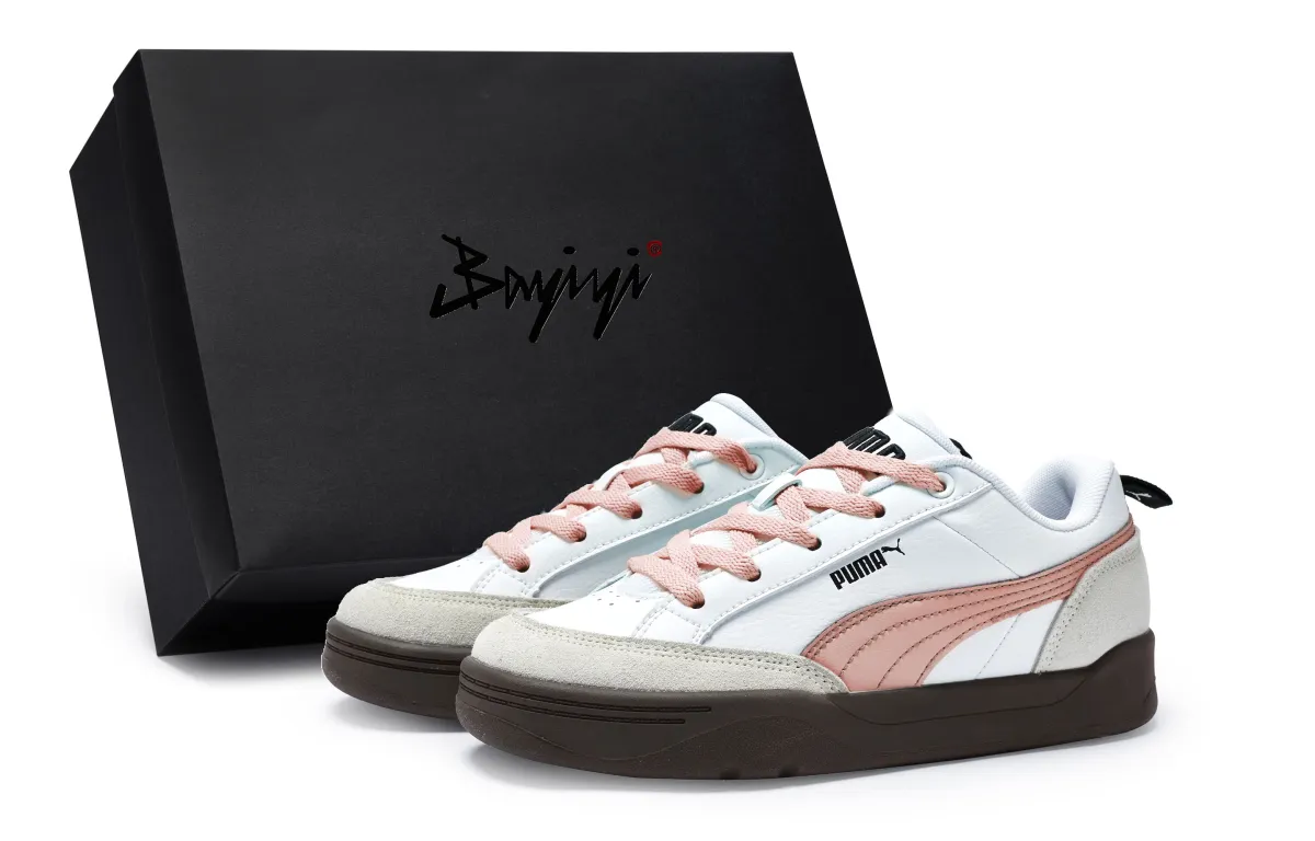 PUMA Park Lifestyle Low top Skateboard Shoes Unisex White Gray Flesh Pink