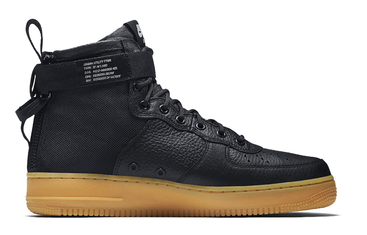 Кроссовки Nike Air Force 1 (черный / черный / светло-коричневый) — Чёрный / чёрный / светло-коричневый — фото 2