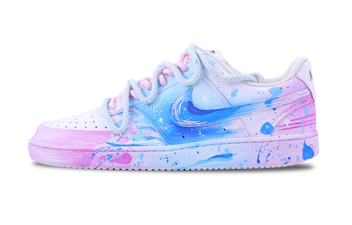 Nike Court Vision Slip Resistant Abrasion Resistant Low top Skateboard Shoes Women's Blue Pink