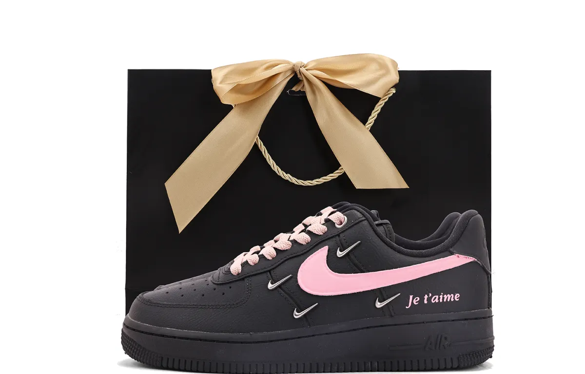 Nike Air Force 1 Coverage Abrasion Resistant Coverage Abrasion Resistant Low top Skateboard Shoes Women's Black Pink