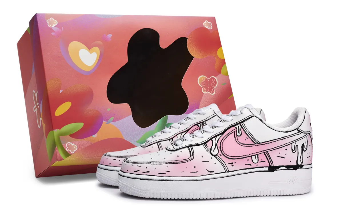 Nike Air Force 1 Abrasion Resistant Low top Skateboard Shoes Unisex Pink White Black