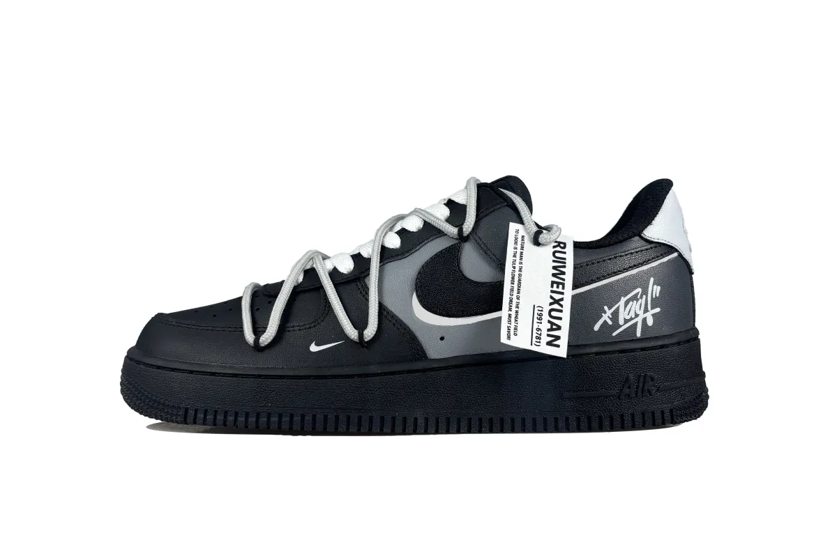 Nike Air Force 1 Gray Track 2.0 Abrasion Resistant Low top Skateboard Shoes Unisex Black