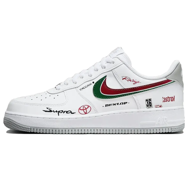 Nike Air Force 1 Slip Resistant Cushioning Breathable Low top Skateboard Shoes Men's White Red