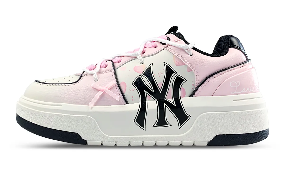 MLB Chunky Liner Abrasion Resistant Low top Skateboard Shoes Unisex White Pink