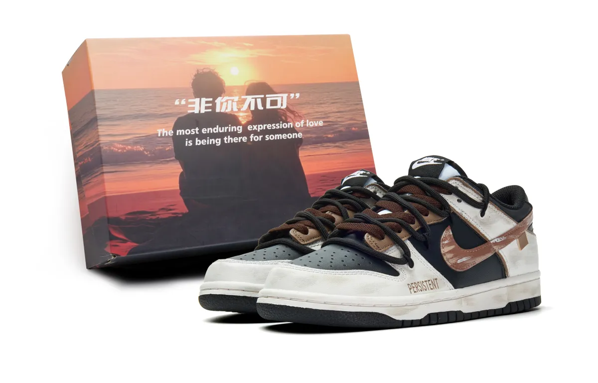 Nike Dunk Abrasion Resistant Low top Skateboard Shoes Unisex Black Brown
