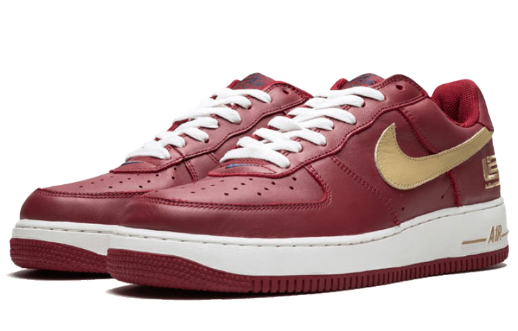 Мужские кроссовки Nike Air Force 1 (красно-бело-золотые) — Красный / белый / золотой — фото 3