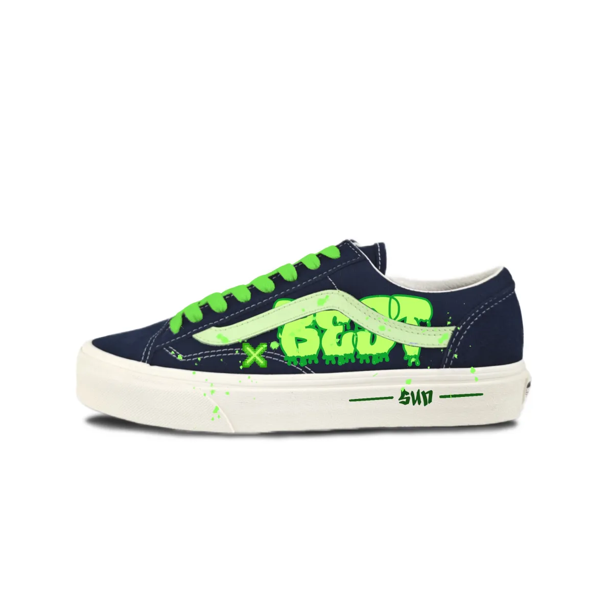 Vans Style 36 Suede Slip Resistant Abrasion Resistant Low top Skateboard Shoes Unisex Black Green