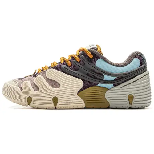 Li Ning Slip Resistant And Abrasion Resistant Coverage Low top Skateboard Shoes Unisex Beige Gray Blue