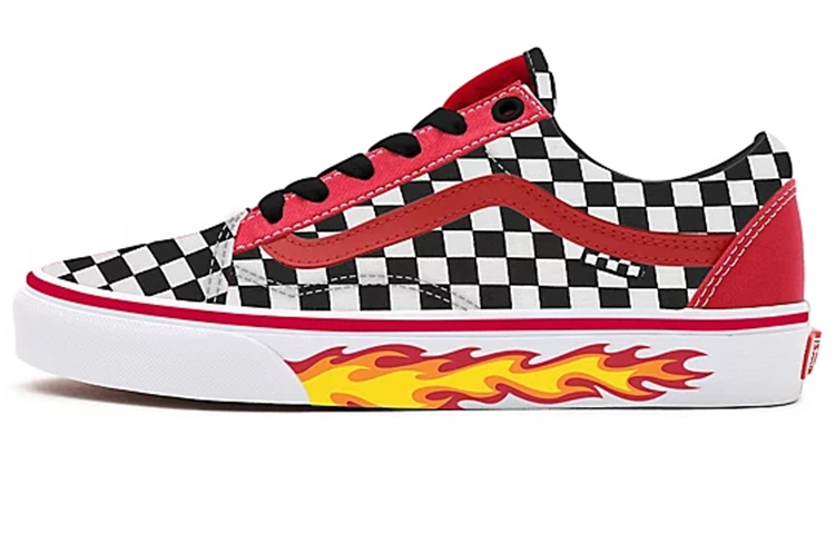 Vans Customs Checkerboard Flame Old Skool Black/RedChessboard Blackred