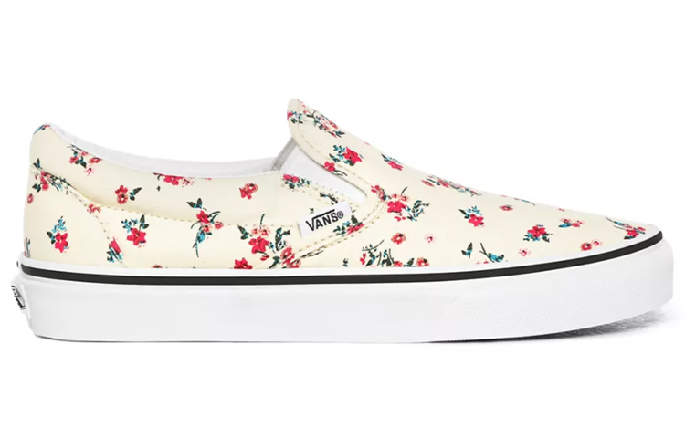 Кеды Vans slip-on Classic (белые с цветами) — фото 2