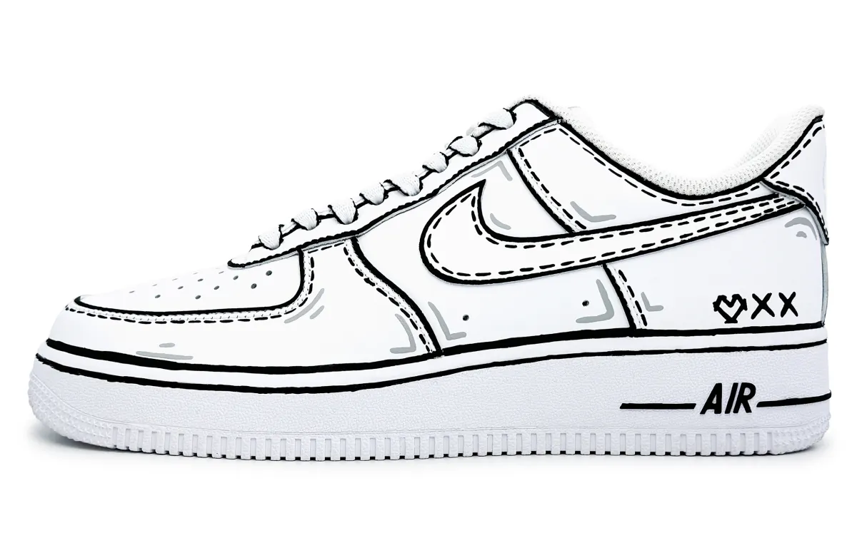 Nike Air Force 1 Slip Resistant Abrasion Resistant Low top Skateboard Shoes Men's White Black