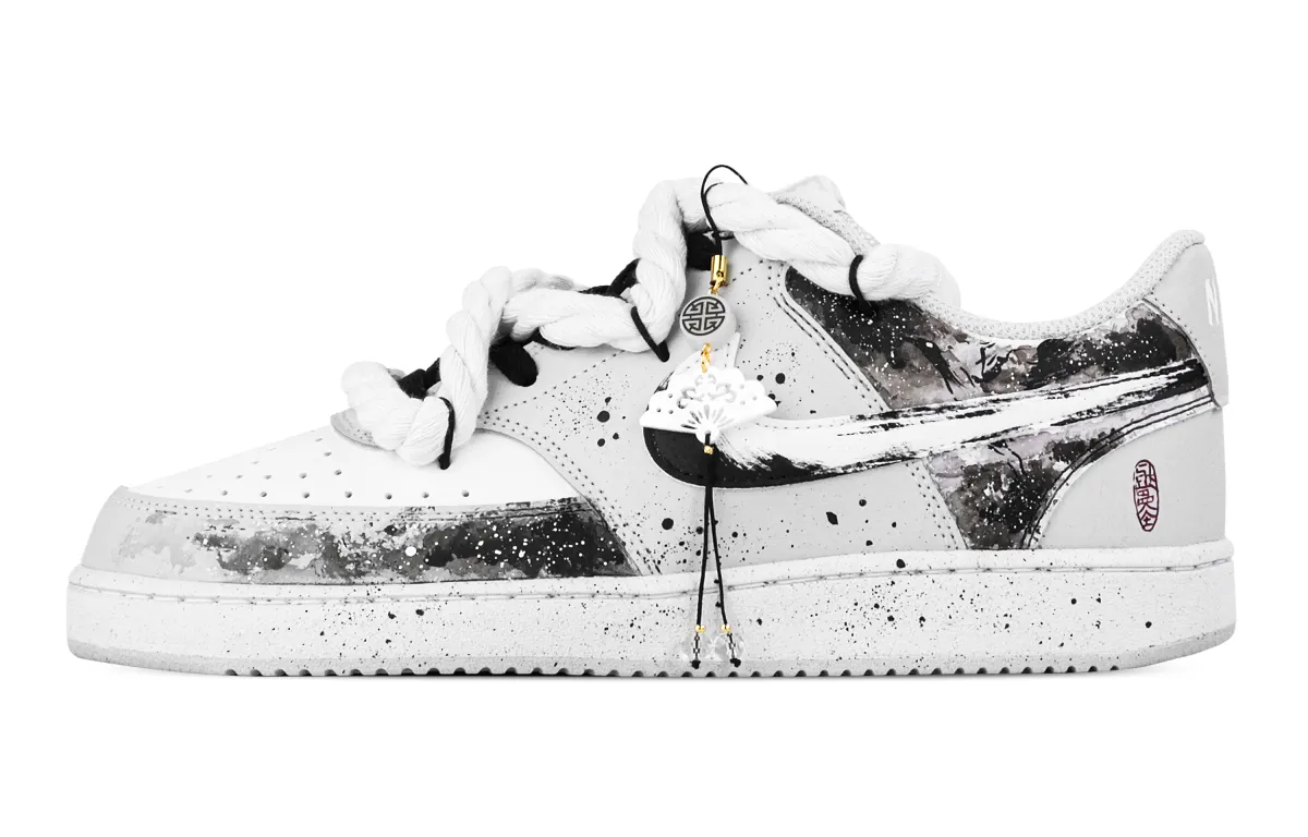 Nike Court Vision Ruyi Crane Abrasion Resistant Low top Skateboard Shoes Men's White Gray