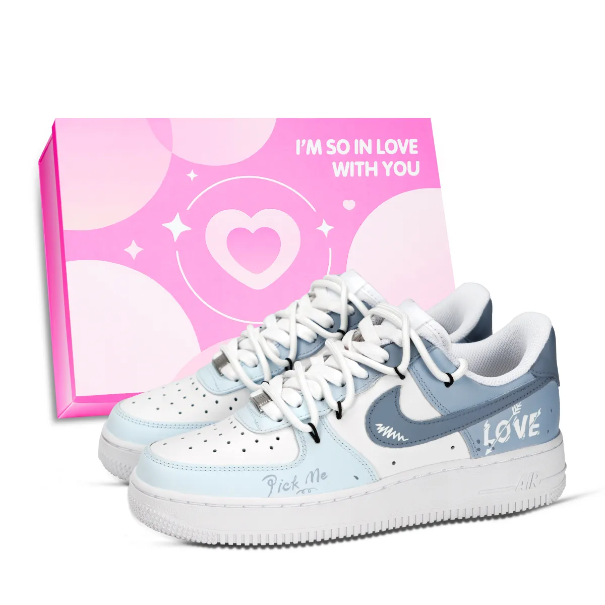 Nike Air Force 1 Arrow Of Love Cow Leather Slip Resistant Abrasion Resistant Low top Skateboard Shoes Unisex Sea Blue