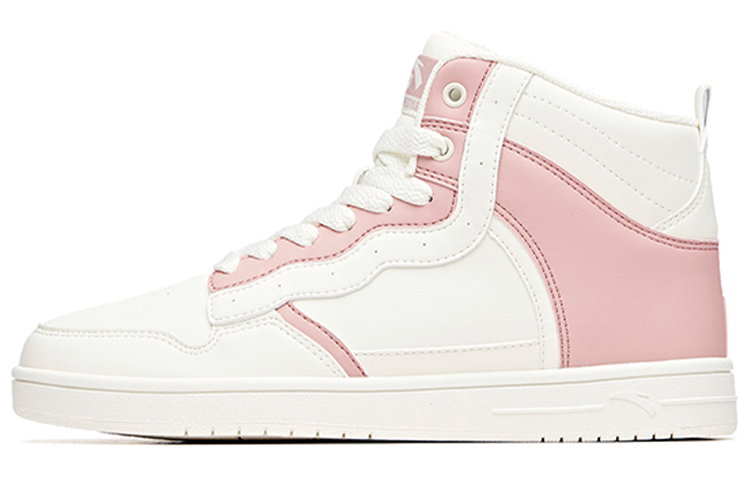 Anta Life Collection Slip Resistant Abrasion Resistant High top Skateboard Shoes Women's White Pink