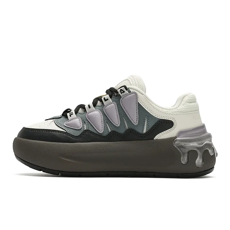 FILA CARROT 2 Lightweight Height Increasing Cushioning Abrasion Resistant Low top Skateboard Shoes Women's White Black