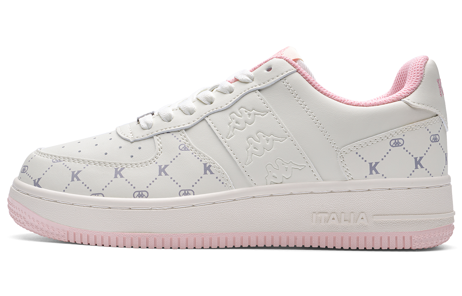 Kappa Kappa Blossoms Back to Back Trendy and Comfortable Temperament Versatility Novel Design Free and Flexible White Shoes Low-top Sneakers Women's White Pink