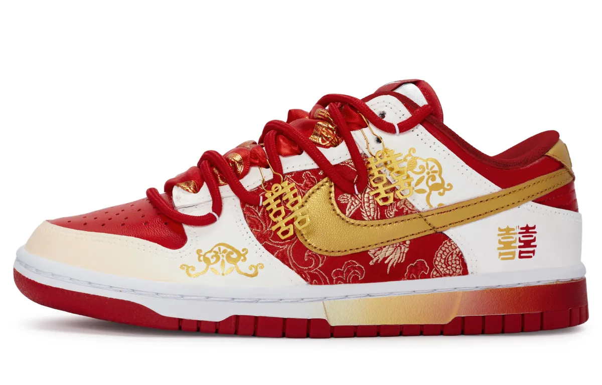 Nike Dunk 811 Manufacturing, Auspicious Knot Of Matrimony Low top Skateboard Shoes Unisex White Gold