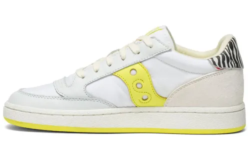 Saucony Jazz Court Glam Safari Casual Slip Resistant Abrasion Resistant Low top Skateboard Shoes Women's White Yellow