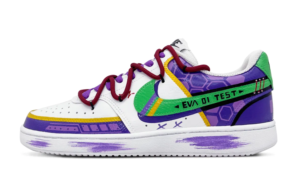 Nike Court Vision 1 Synthetic Leather Abrasion Resistant Low top Skateboard Shoes Unisex Purple