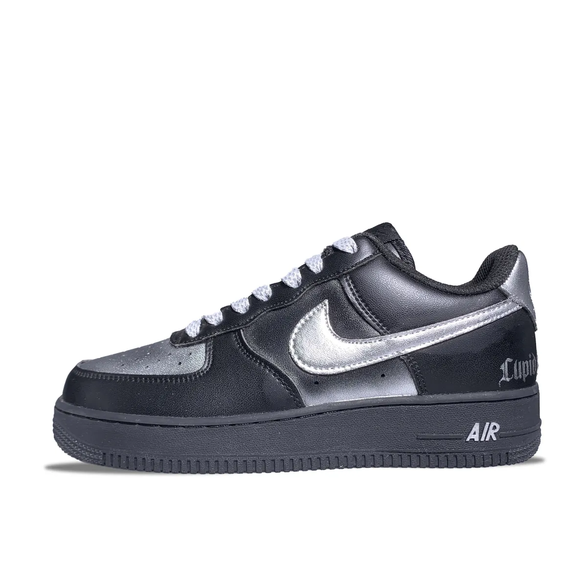 Nike Air Force 1 Leather Coverage Abrasion Resistant Low top Skateboard Shoes Unisex Black