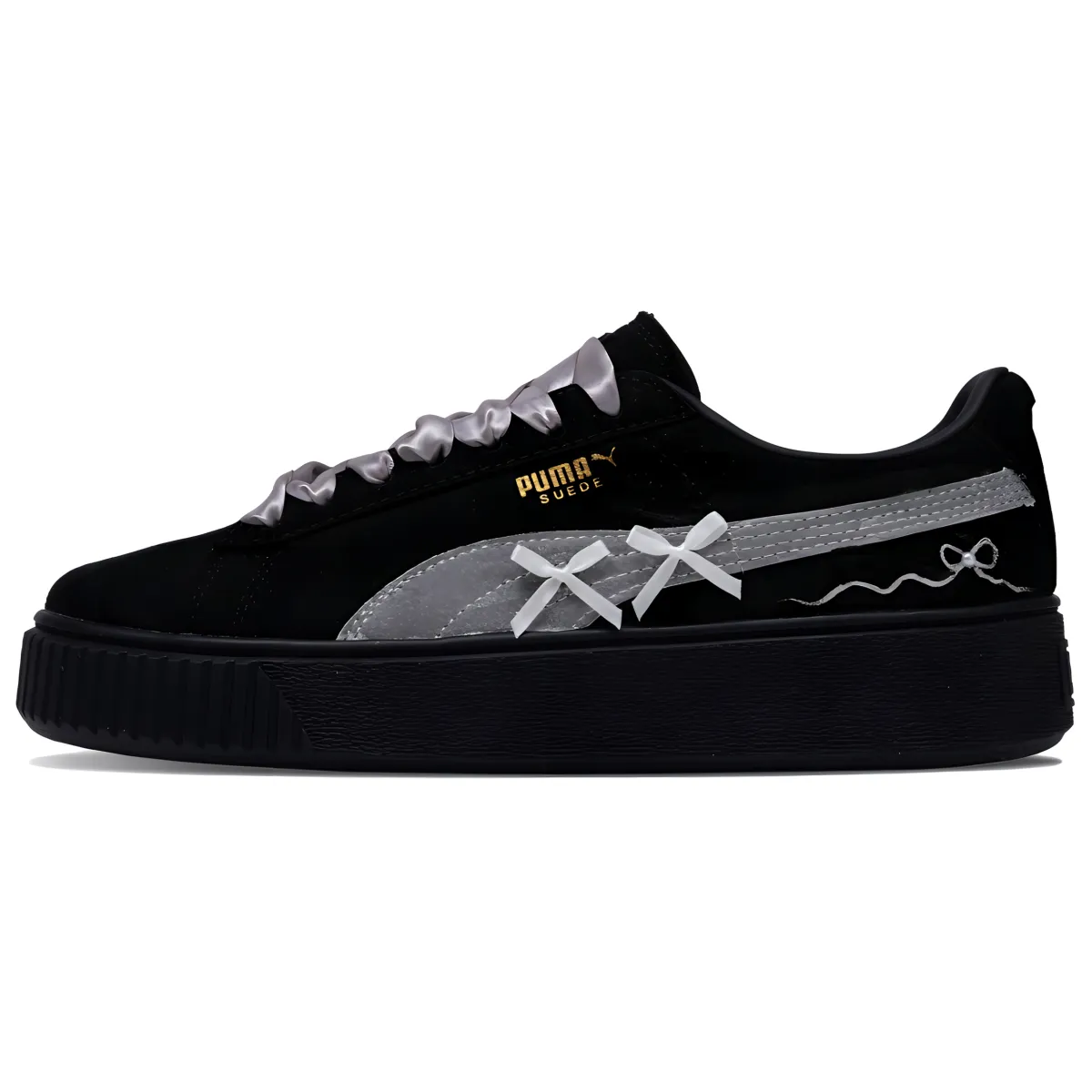 PUMA Platform Slip Resistant Abrasion Resistant Low top Skateboard Shoes Women's Black