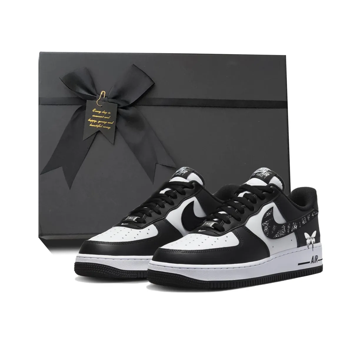 Nike Air Force 1 Coverage Slip Resistant Abrasion Resistant Balance Low top Skateboard Shoes Unisex White Black